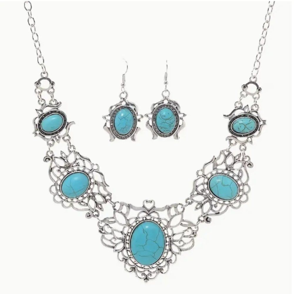🔆 🆕 🔅 BoHo Turquoise Decor Stones l Necklace & Earrings Set🔅